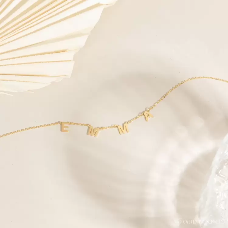 Satellite Name Necklace • Letter Necklace | Altın Kaplama | Özel Tasarım | Kutulu Hediye