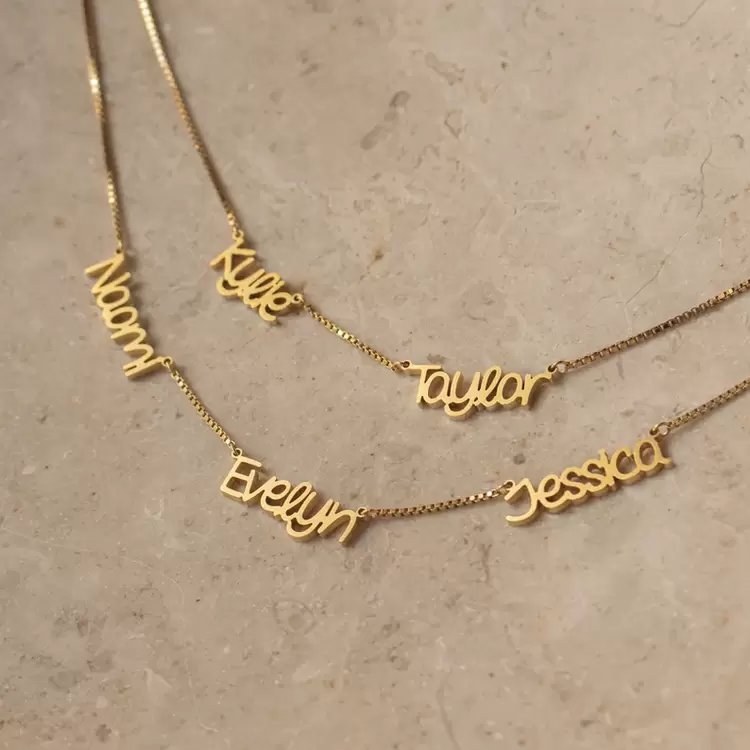 Multi Name Necklace  | Altın Kaplama | Özel Tasarım | Kutulu 