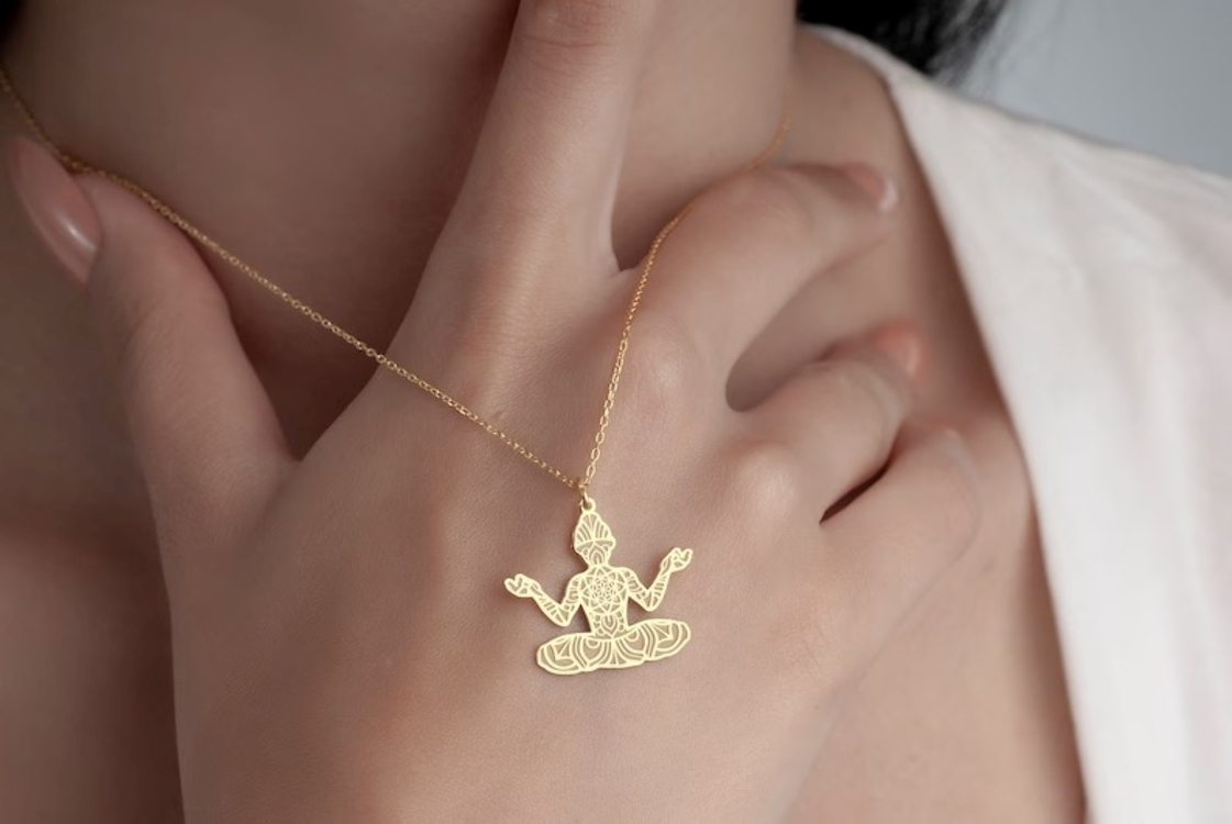 Navan 925 Ayar Gümüş Meditasyon ve Yoga Kolyesi (Gold, Silver ve Rose)