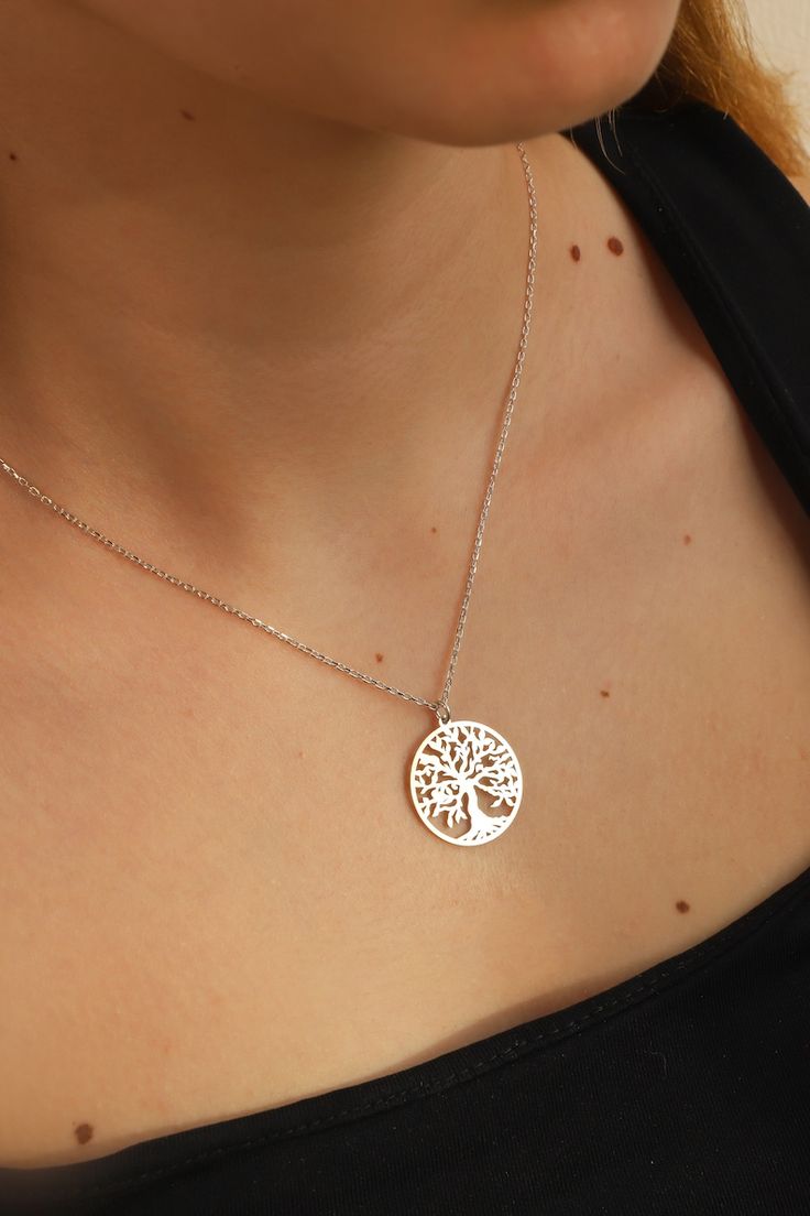 Navan 925 Ayar Gümüş Hayat Ağacı Kolyesi (Gold, Silver ve Rose)