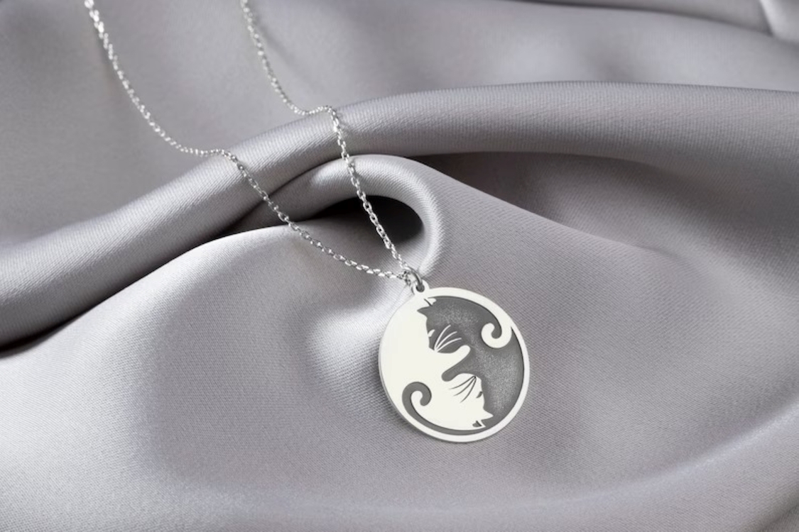 Navan 925 Ayar Gümüş Yin Yang Kedi Kolye (Gold, Silver ve Rose)