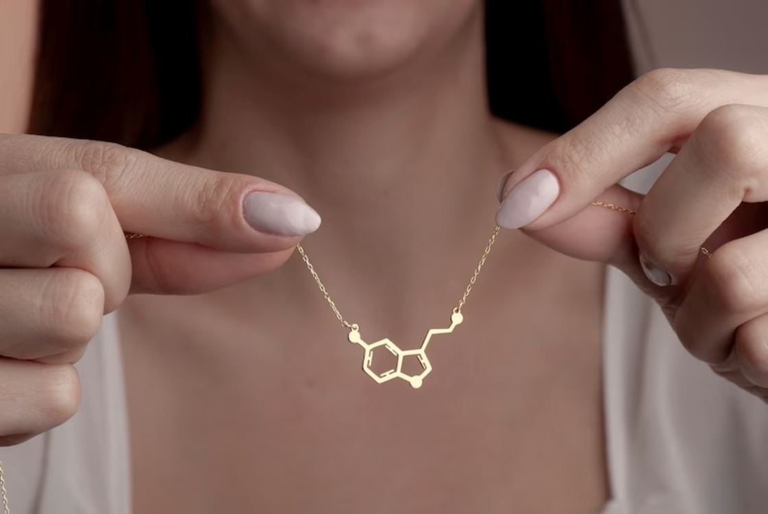 Navan 925 Ayar Gümüş Serotonin Molekülü Kolye