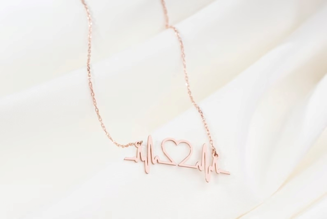 Navan 925 Ayar Gümüş Kalp Atışı Kolyesi (Gold, Silver ve Rose)