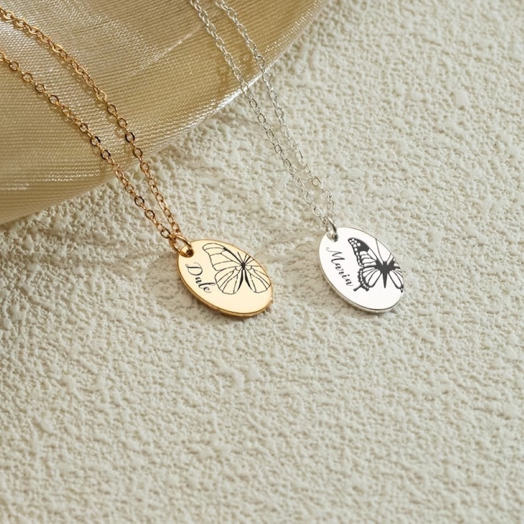 Navan 925 Ayar Gümüş Kelebek Doğum Ayı Kolyesi (Gold, Silver ve Rose)