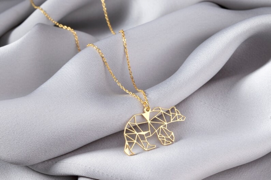 Navan 925 Ayar Gümüş Geometrik Ayı Kolye (Gold, Silver ve Rose)