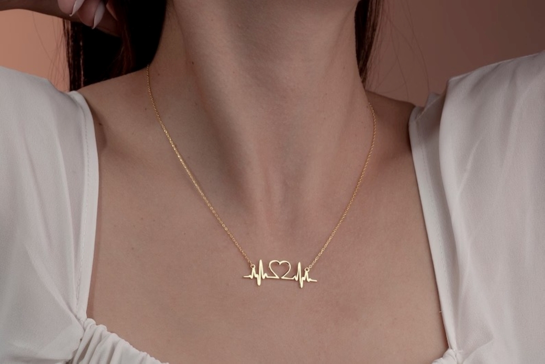 Navan 925 Ayar Gümüş Kalp Atışı Kolyesi (Gold, Silver ve Rose)