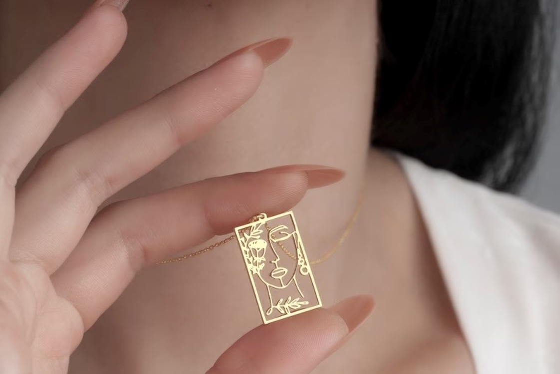 Navan 925 Ayar Gümüş Sanatsal Siluet Kolyesi (Gold, Silver ve Rose)