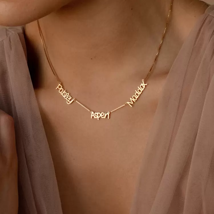 Multi Name Necklace  | Altın Kaplama | Özel Tasarım | Kutulu 