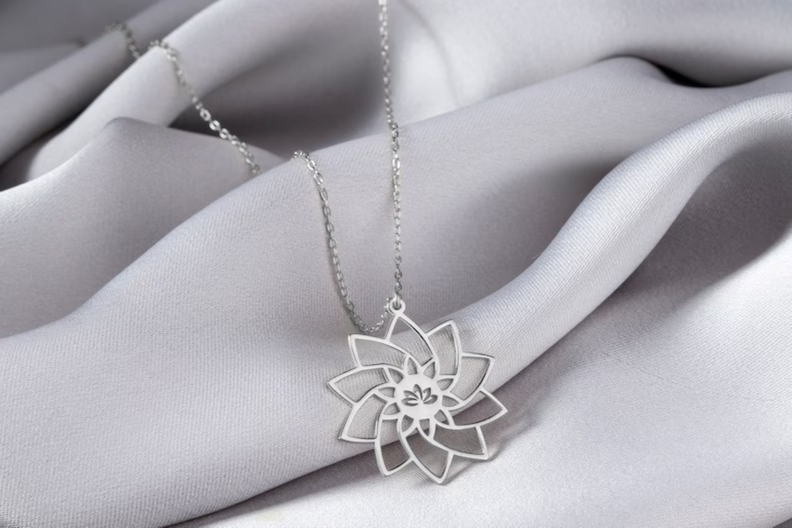 Navan 925 Ayar Gümüş Lotus Çiçeği Kolye (Gold, Silver ve Rose)