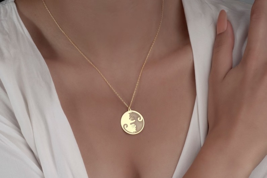 Navan 925 Ayar Gümüş Yin Yang Kedi Kolye (Gold, Silver ve Rose)