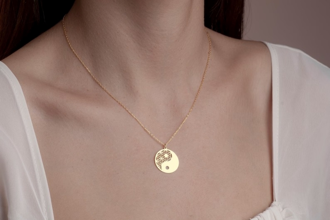 Navan 925 Ayar Gümüş Yin Yang Dengesi Kolyesi (Gold, Silver ve Rose)