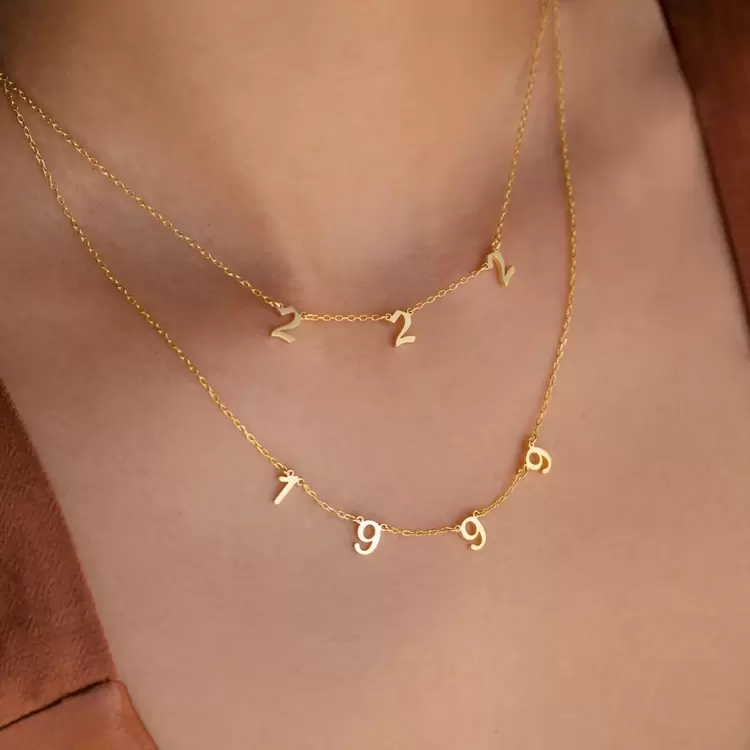 Number Necklace | Altın Gümüş Rose Kaplama | Özel Tasarım | Kutulu Hediye