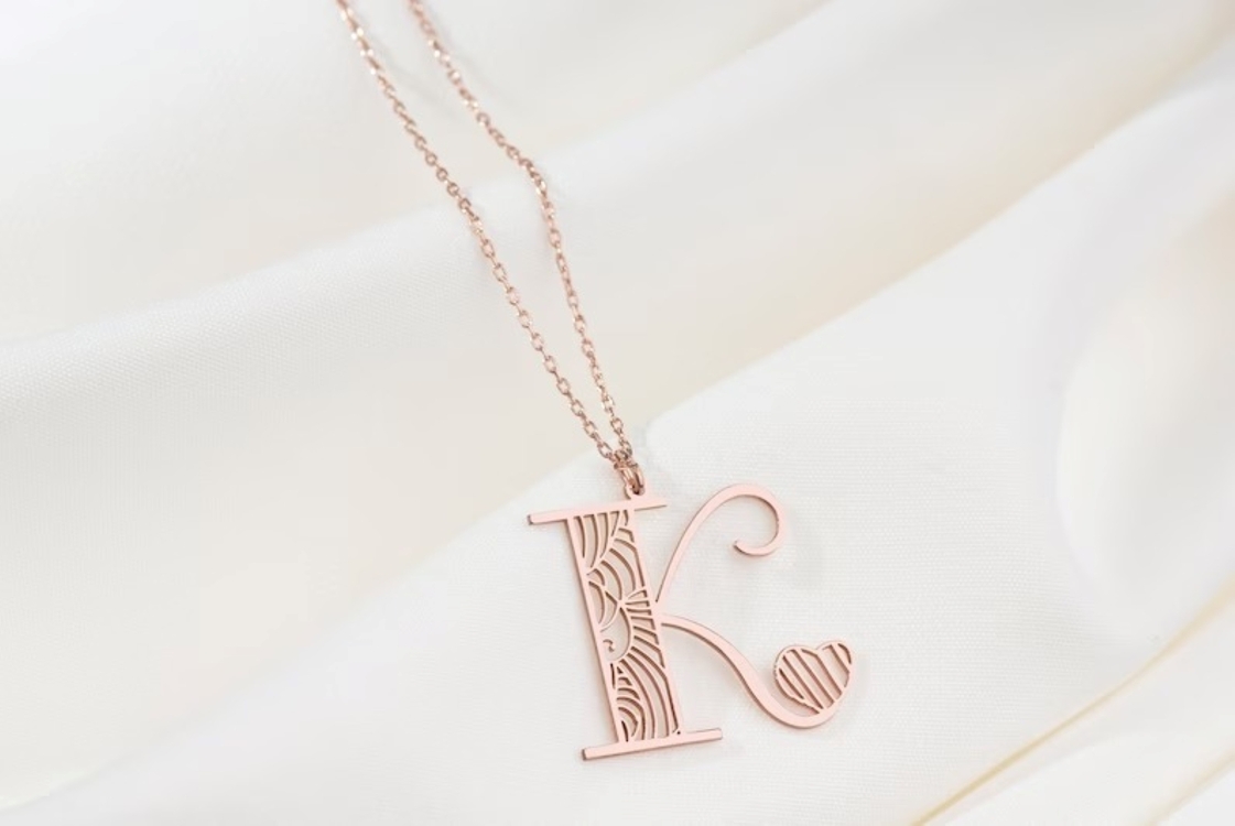 Navan 925 Ayar Gümüş Kişiye Özel Harf Kolyesi (Gold, Silver ve Rose)