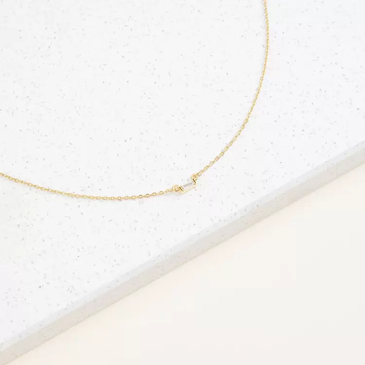 Baguette Diamond Necklace | Altın Kaplama | Özel Tasarım | Kutulu Hediye
