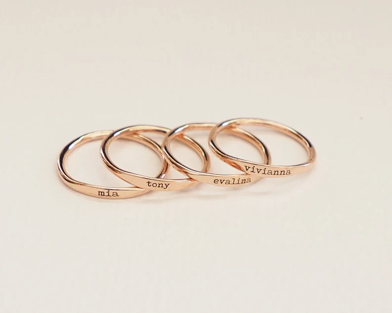 Custom Delicate Name Ring | Altın Gümüş Rose Kaplama | Özel Tasarım | Kutulu Hediye