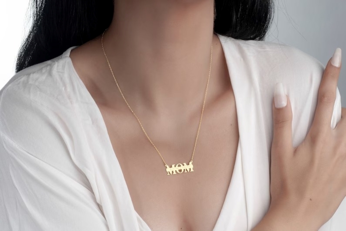 Navan 925 Ayar Gümüş Kişiye Özel MOM Kolye (Gold, Silver ve Rose)