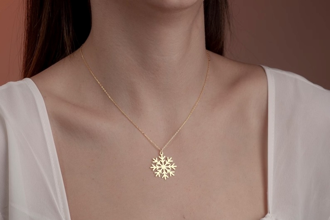 Navan 925 Ayar Gümüş Kar Tanesi Kolyesi (Gold, Silver ve Rose)