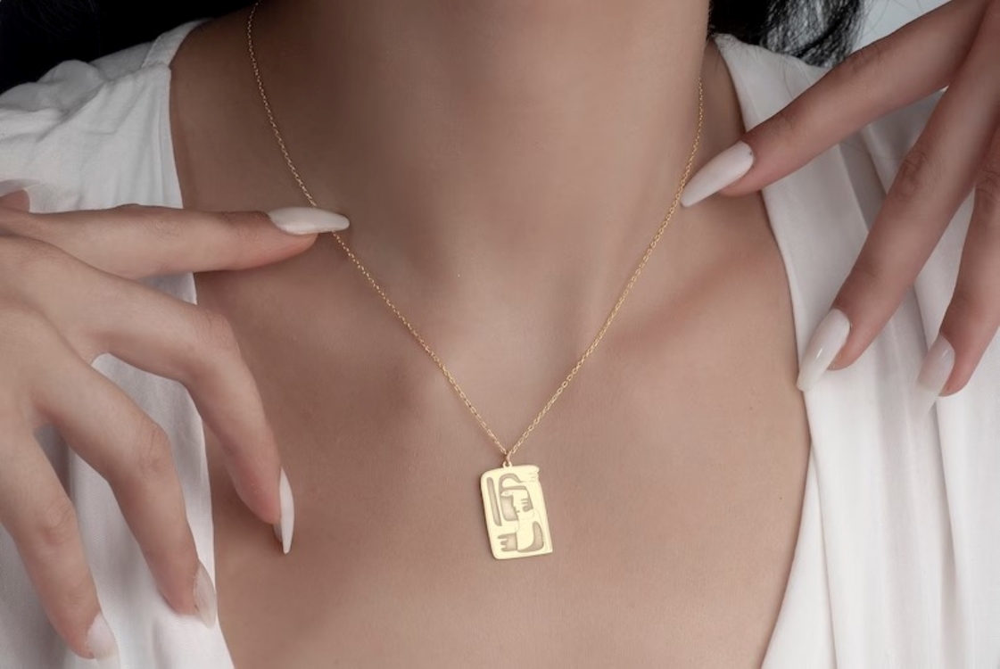 Navan 925 Ayar Gümüş Soyut Kadın Figürlü Kolye (Gold, Silver ve Rose)