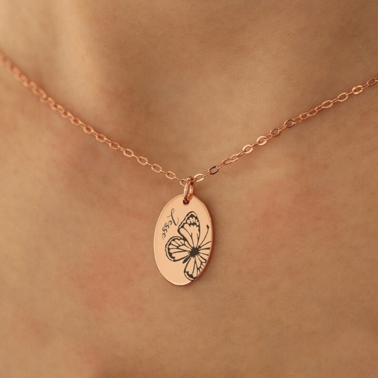Navan 925 Ayar Gümüş Kelebek Doğum Ayı Kolyesi (Gold, Silver ve Rose)