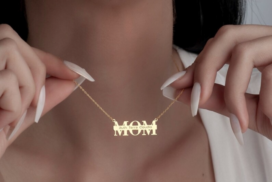 Navan 925 Ayar Gümüş Kişiye Özel MOM Kolye (Gold, Silver ve Rose)