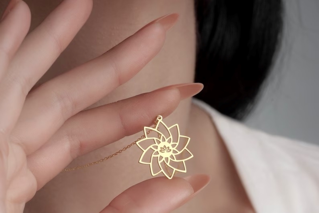 Navan 925 Ayar Gümüş Lotus Çiçeği Kolye (Gold, Silver ve Rose)