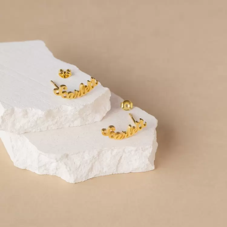 Personalized Name Earrings | Altın Gümüş Rose Kaplama | Özel Tasarım | Kutulu Hediye