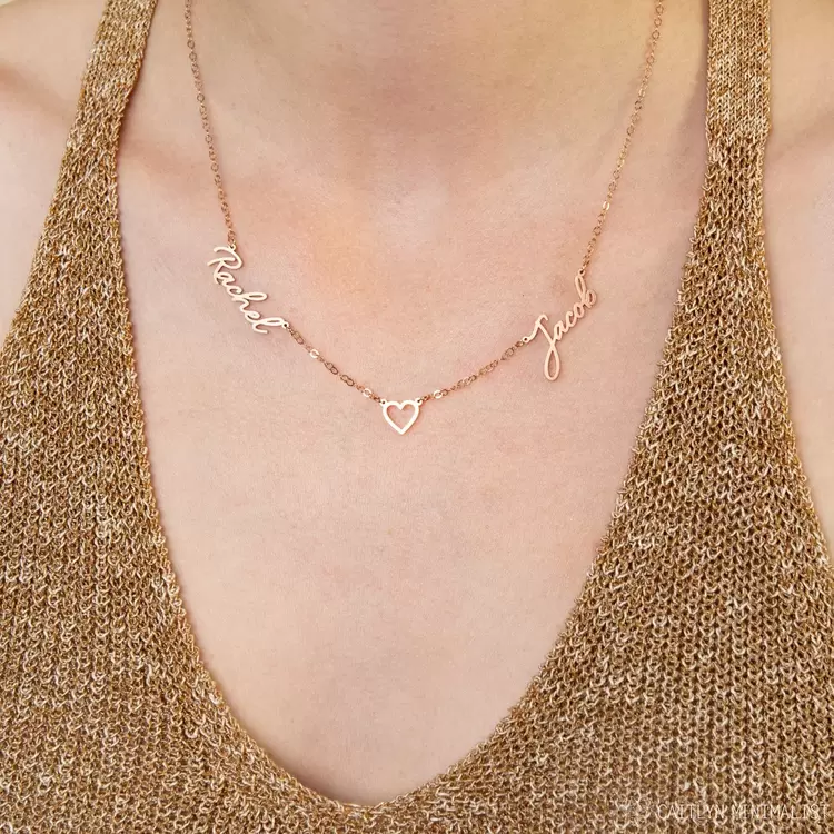 Three Name Necklace in Rose Gold | Altın Gümüş Kaplama | Özel Tasarım | Kutulu Hediye