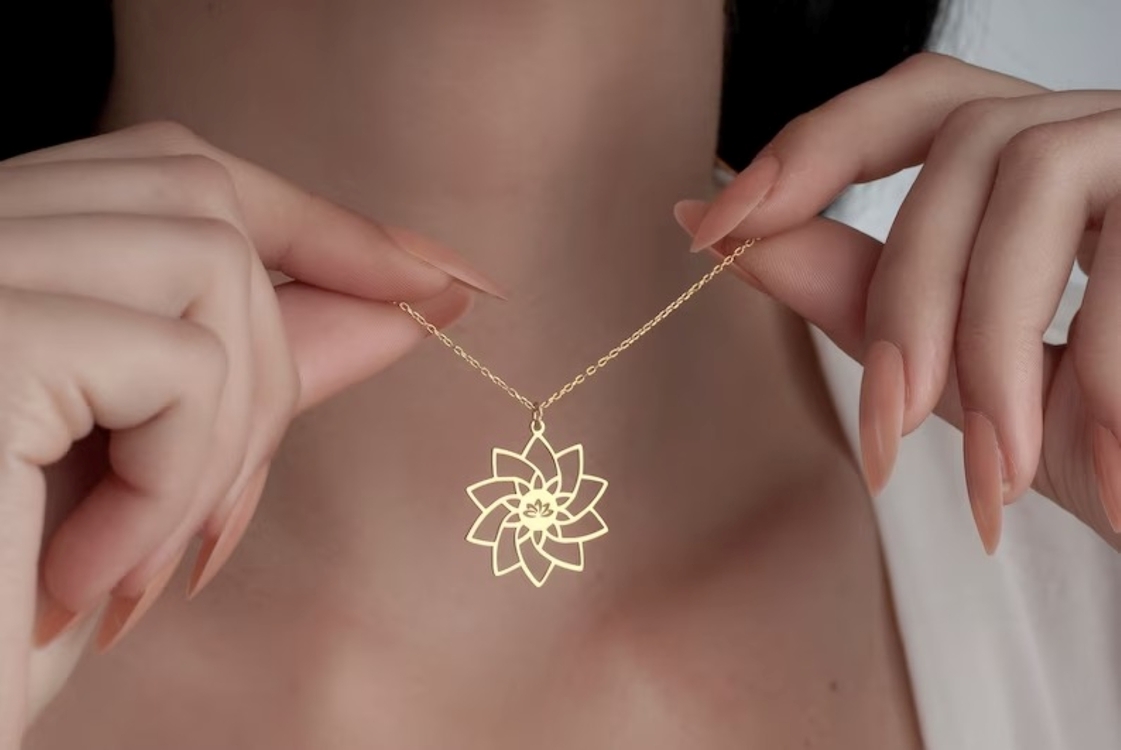 Navan 925 Ayar Gümüş Lotus Çiçeği Kolye (Gold, Silver ve Rose)