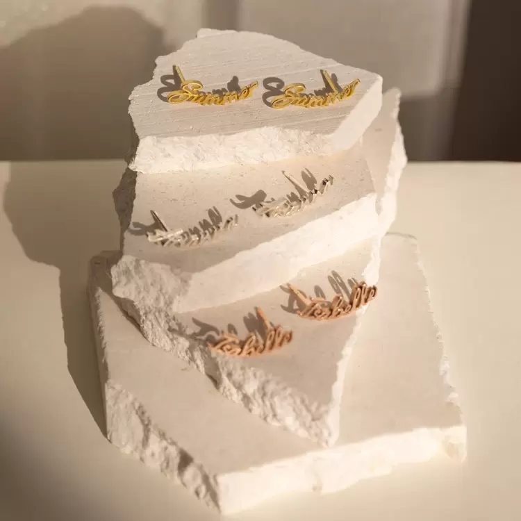 Personalized Name Earrings | Altın Gümüş Rose Kaplama | Özel Tasarım | Kutulu Hediye