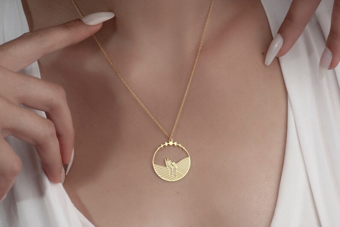 Navan 925 Ayar Gümüş Özgürlük Eller Kolyesi (Gold, Silver ve Rose)