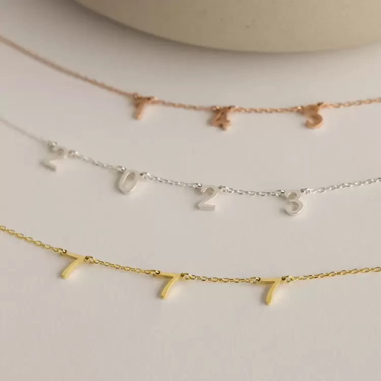 Number Necklace | Altın Gümüş Rose Kaplama | Özel Tasarım | Kutulu Hediye