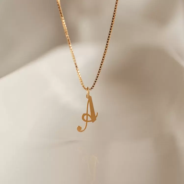 Initial Necklace with Box Chain | Altın, Gümüş Kaplama | Özel Tasarım | Kutulu Hediye