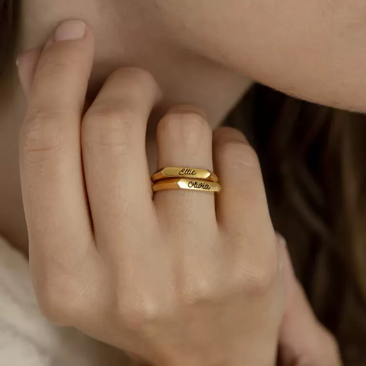 Bar Name Ring | Altın Gümüş Rose Kaplama | Özel Tasarım | Kutulu Hediye