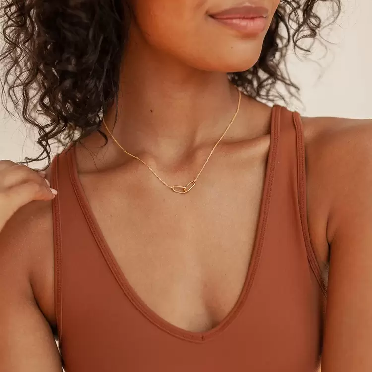 Linked Pendant Necklace | Altın, Gümüş Kaplama | Özel Tasarım | Kutulu 
