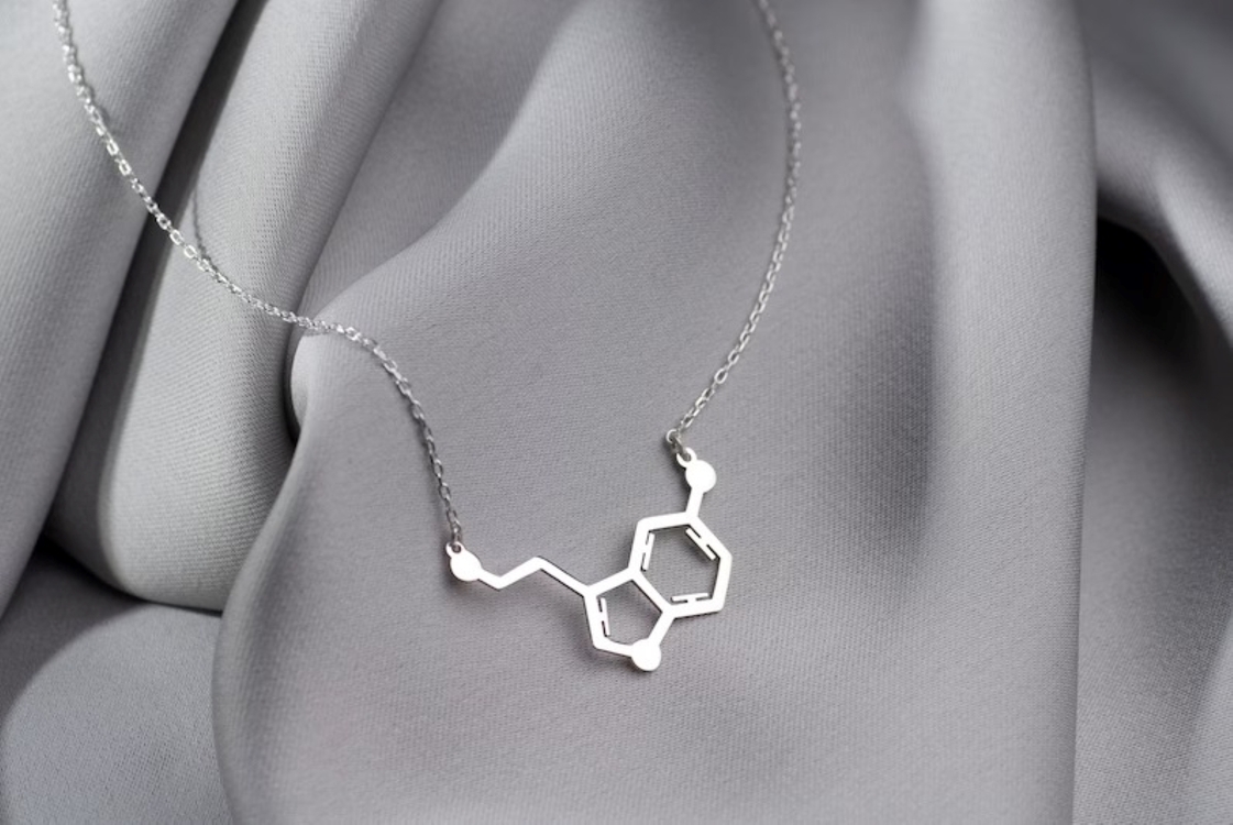 Navan 925 Ayar Gümüş Serotonin Molekülü Kolye
