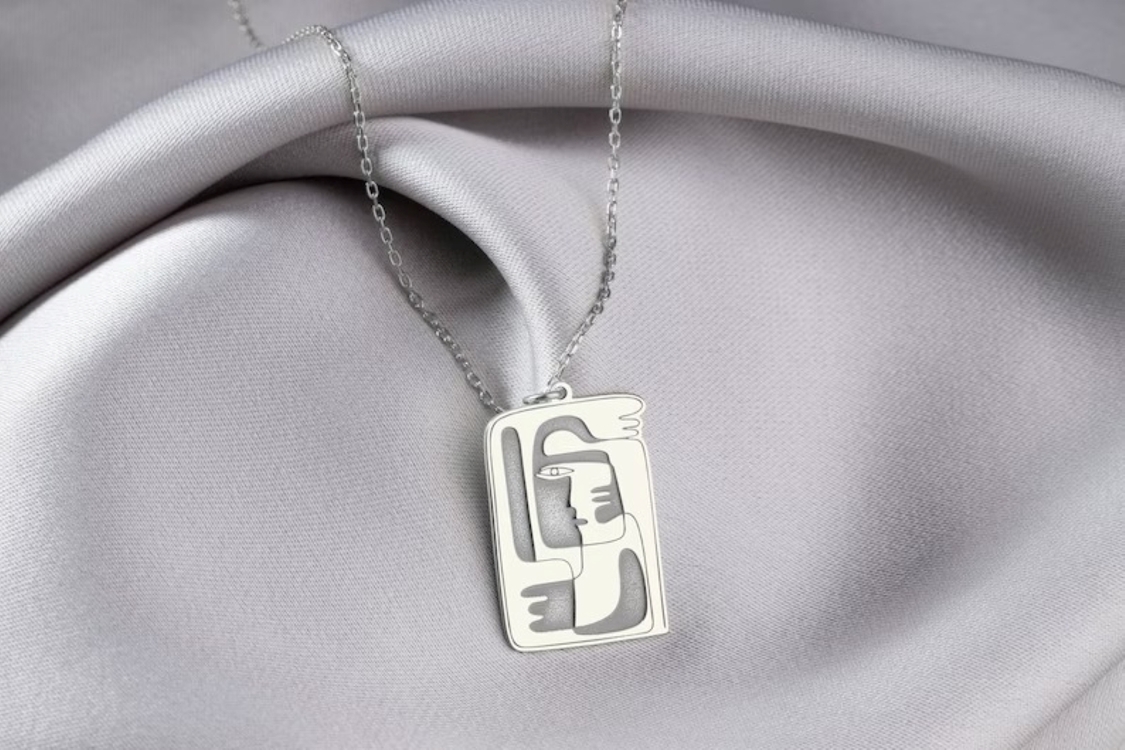 Navan 925 Ayar Gümüş Soyut Kadın Figürlü Kolye (Gold, Silver ve Rose)