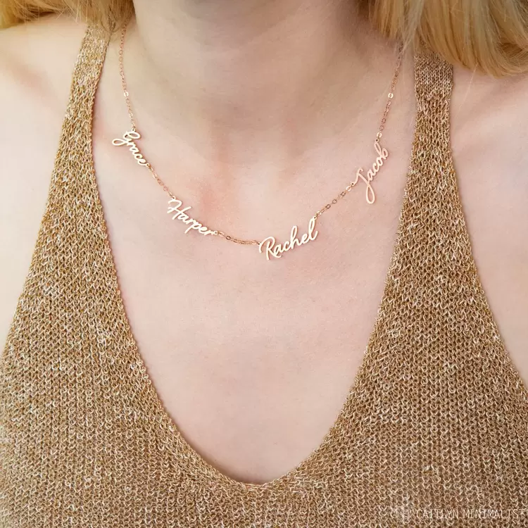 Three Name Necklace in Rose Gold | Altın Gümüş Kaplama | Özel Tasarım | Kutulu Hediye