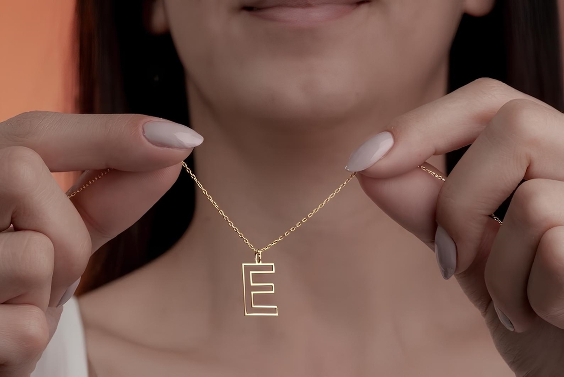 Navan 925 Ayar Gümüş Kişiye Özel Minimal Harf Kolye (Gold, Silver ve Rose)