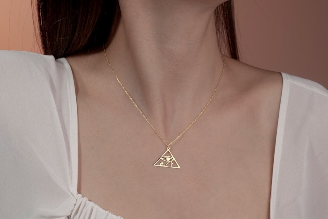 Navan 925 Ayar Gümüş Mısır'ın Gözü Sembolü Kolye (Gold, Silver ve Rose)