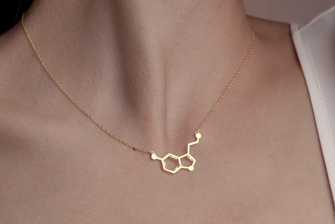 Navan 925 Ayar Gümüş Serotonin Molekülü Kolye