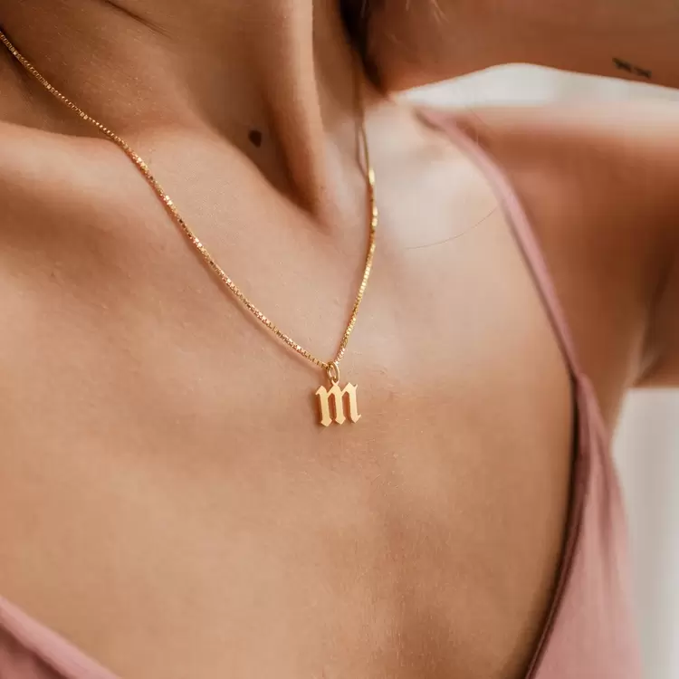 Initial Necklace with Box Chain | Altın, Gümüş Kaplama | Özel Tasarım | Kutulu Hediye