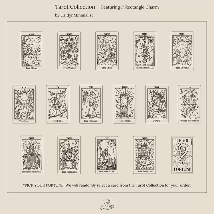 Tarot Card Pendant Necklace | Altın Gümüş Rose Kaplama | Özel Tasarım | Kutulu Hediye