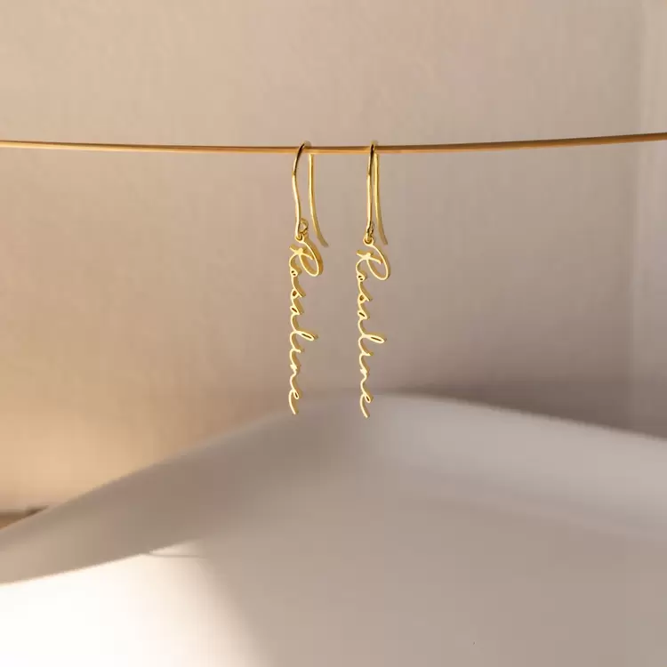 Dangling Name Earrings | Altın Gümüş Rose Kaplama | Özel Tasarım | Kutulu Hediye