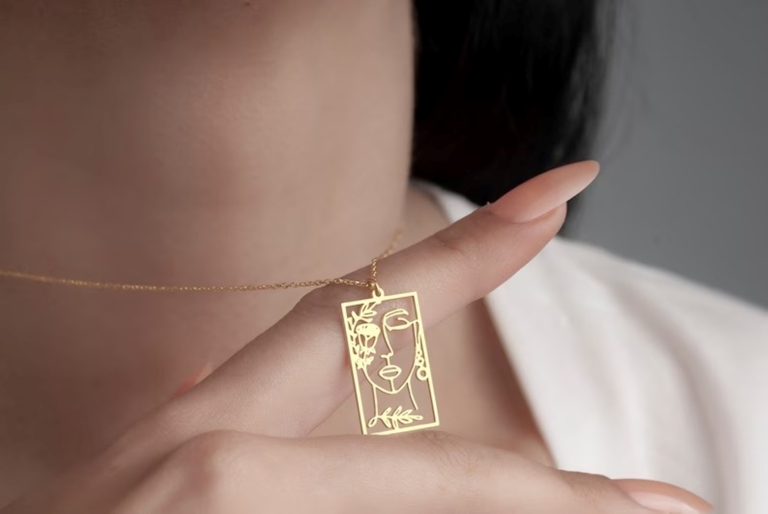 Navan 925 Ayar Gümüş Sanatsal Siluet Kolyesi (Gold, Silver ve Rose)