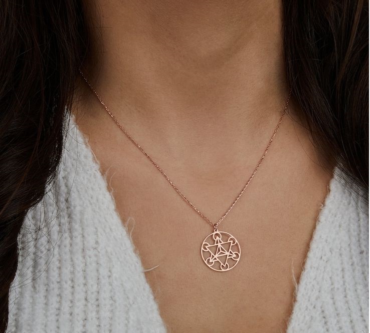 Navan 925 Ayar Gümüş Merkaba Kolyesi (Gold, Silver ve Rose)