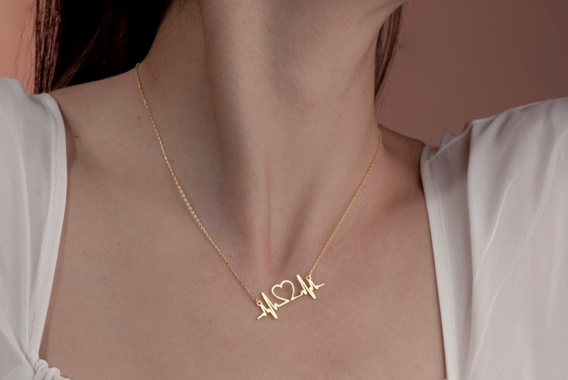 Navan 925 Ayar Gümüş Kalp Atışı Kolyesi (Gold, Silver ve Rose)
