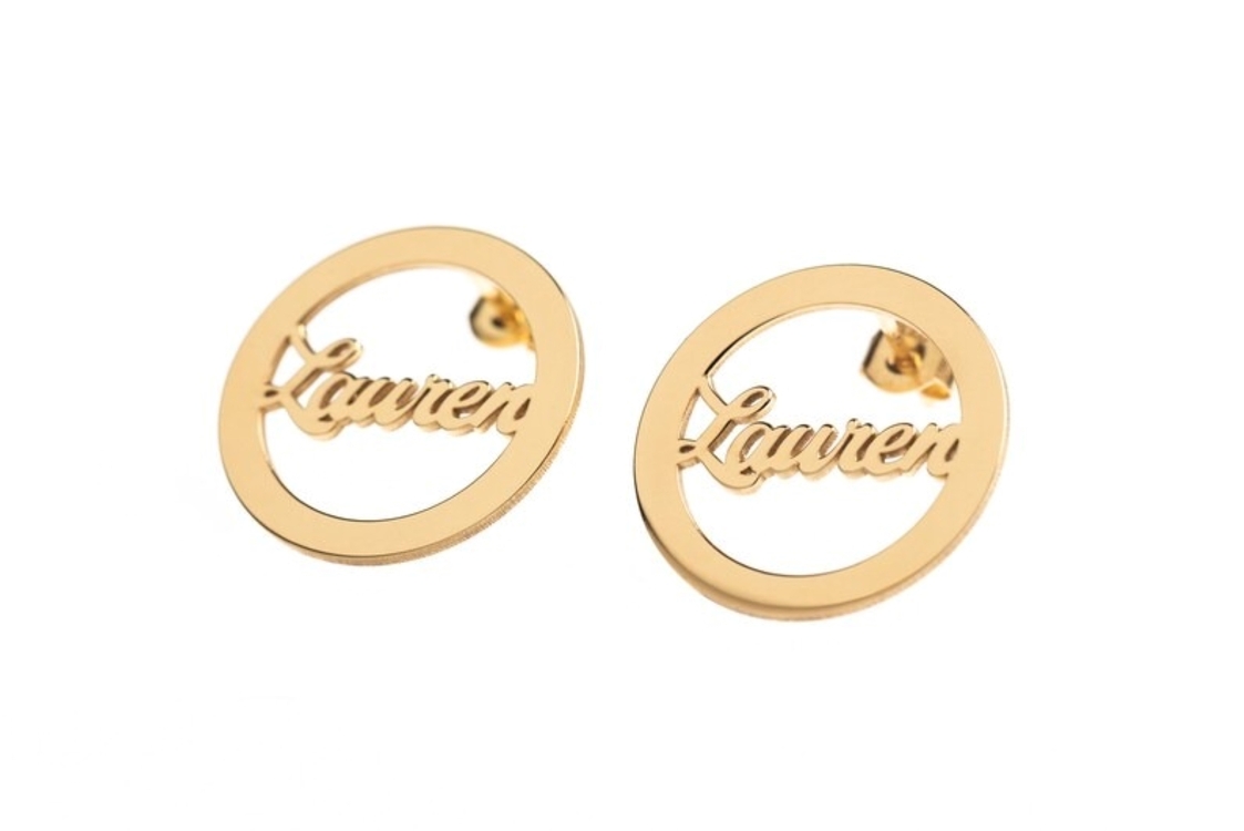 Navan 925 Ayar Gümüş Kişiye Özel İsim Küpe (Gold, Silver ve Rose)