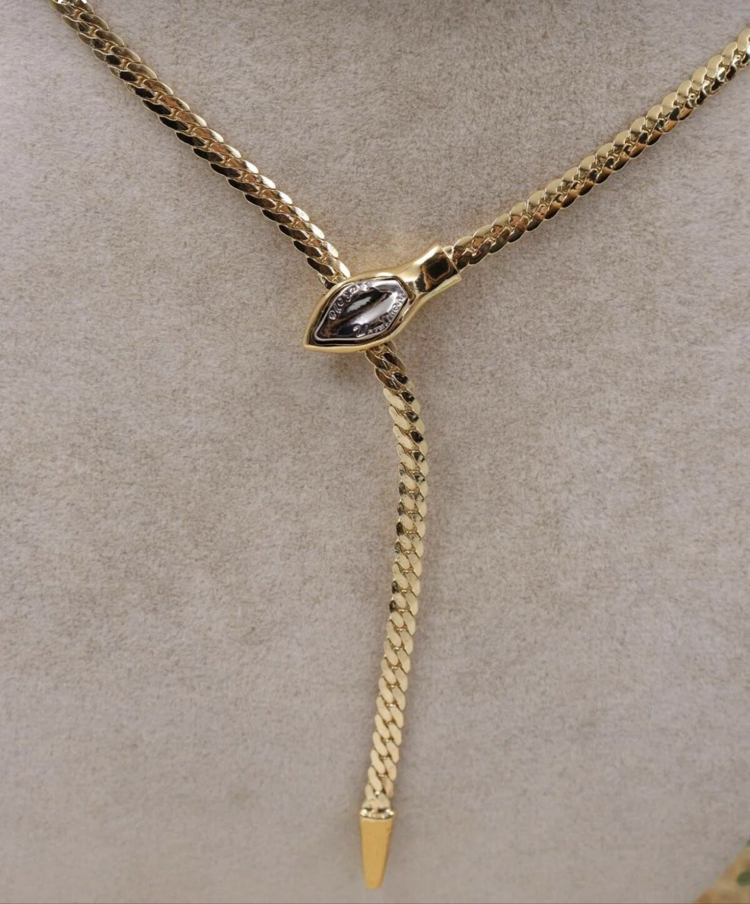 14 Ayar Altın Görünümlü Yılan Kolye – Luxury Snake Necklace