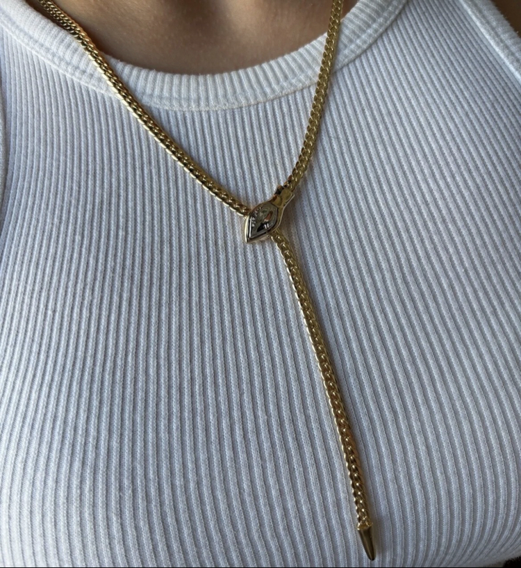 14 Ayar Altın Görünümlü Yılan Kolye – Luxury Snake Necklace