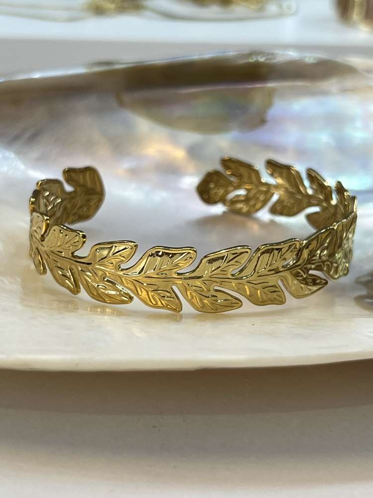 14 Ayar Altın Görünümlü Roma Defne Gold Bileklik – Kararmayan Antik Zarafet